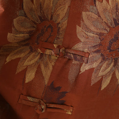 Ensemble pyjama rétro à col montant et motif tournesol pour couple