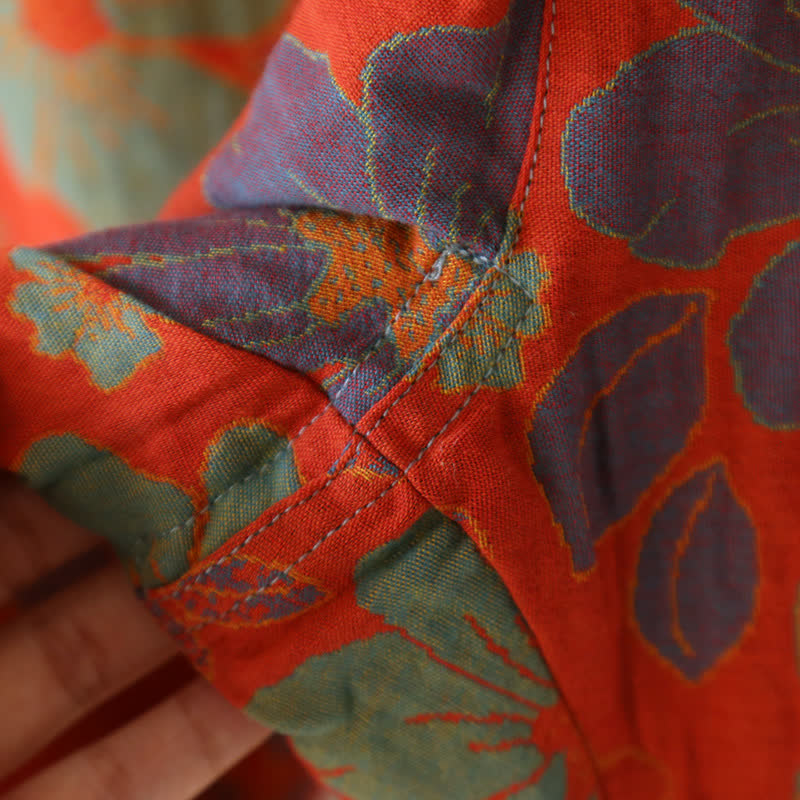 Ensemble pyjama en coton à manches courtes avec motif floral jacquard