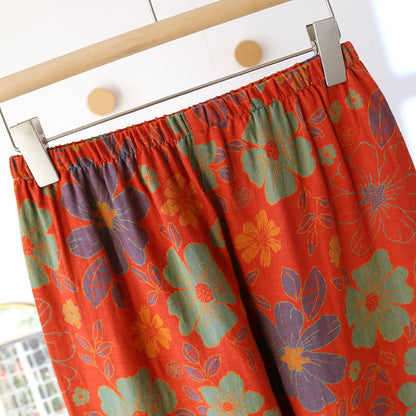 Ensemble pyjama en coton à manches courtes avec motif floral jacquard