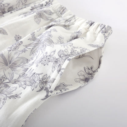 Ensemble pyjama en coton à motif floral et manches trois-quarts