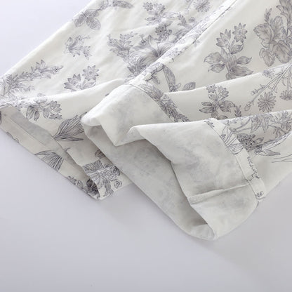 Ensemble pyjama en coton à motif floral et manches trois-quarts