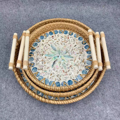 Panier de rangement rond en rotin tressé