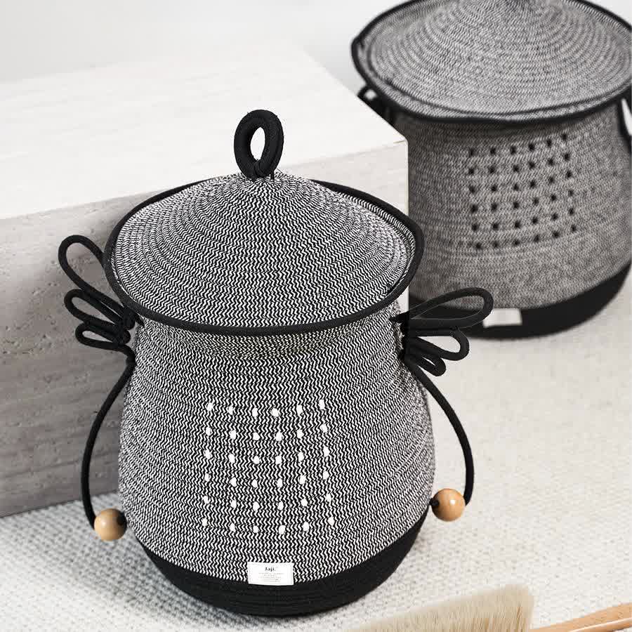 Panier à linge créatif fait main avec couvercle