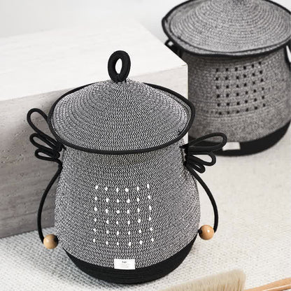 Panier à linge créatif fait main avec couvercle