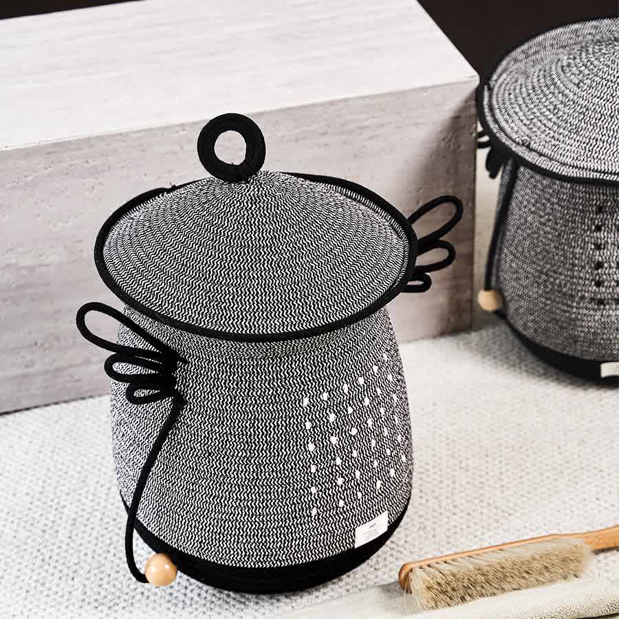 Panier à linge créatif fait main avec couvercle