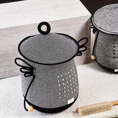 Panier à linge créatif fait main avec couvercle
