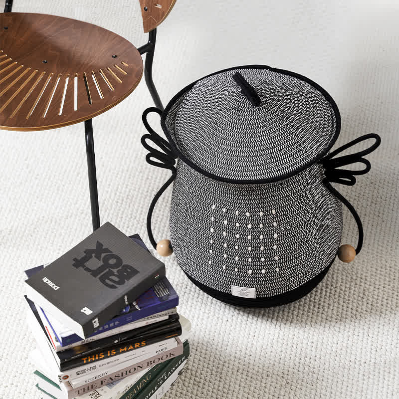 Panier à linge créatif fait main avec couvercle