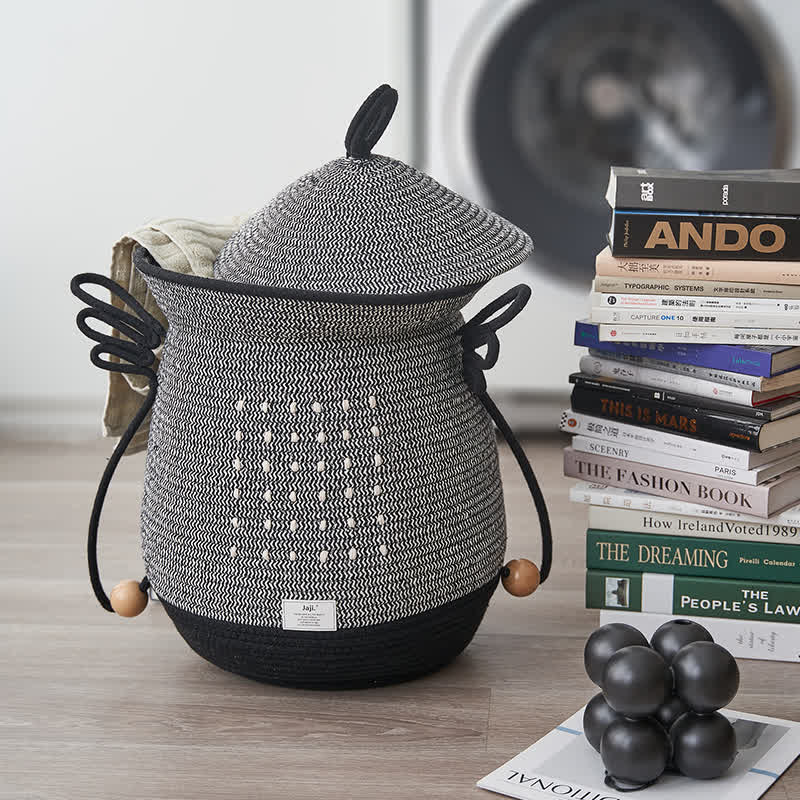 Panier à linge créatif fait main avec couvercle