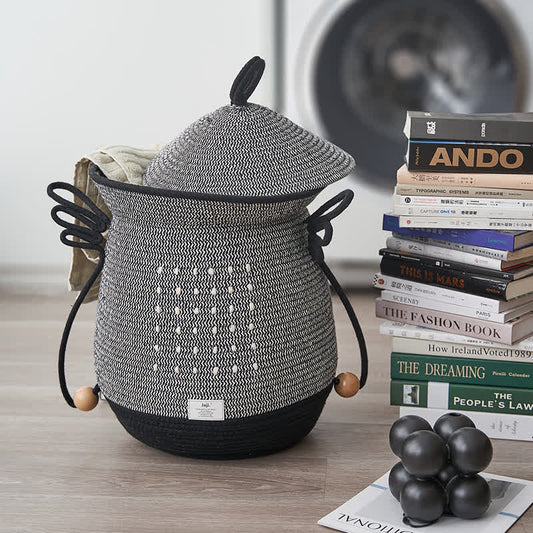 Panier à linge créatif fait main avec couvercle