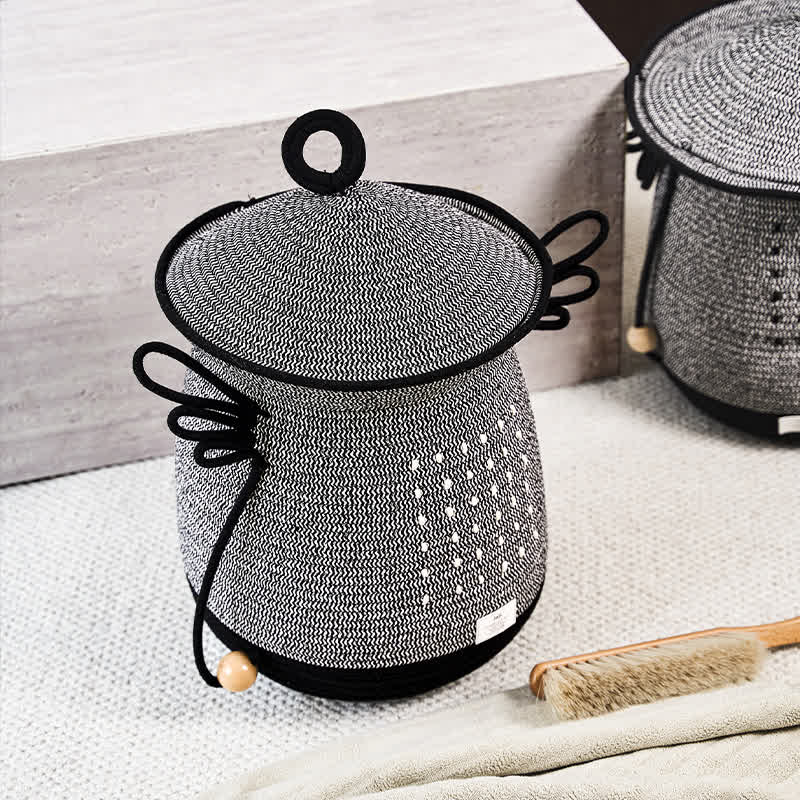 Panier à linge créatif fait main avec couvercle