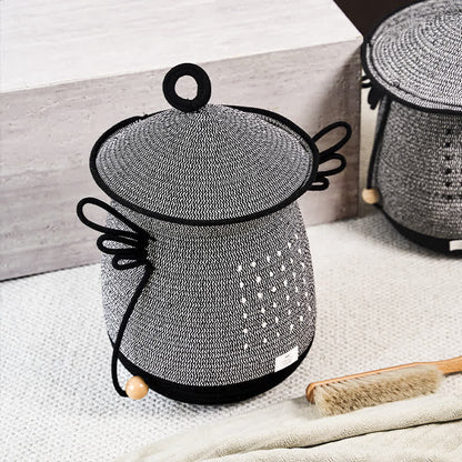 Panier à linge créatif fait main avec couvercle
