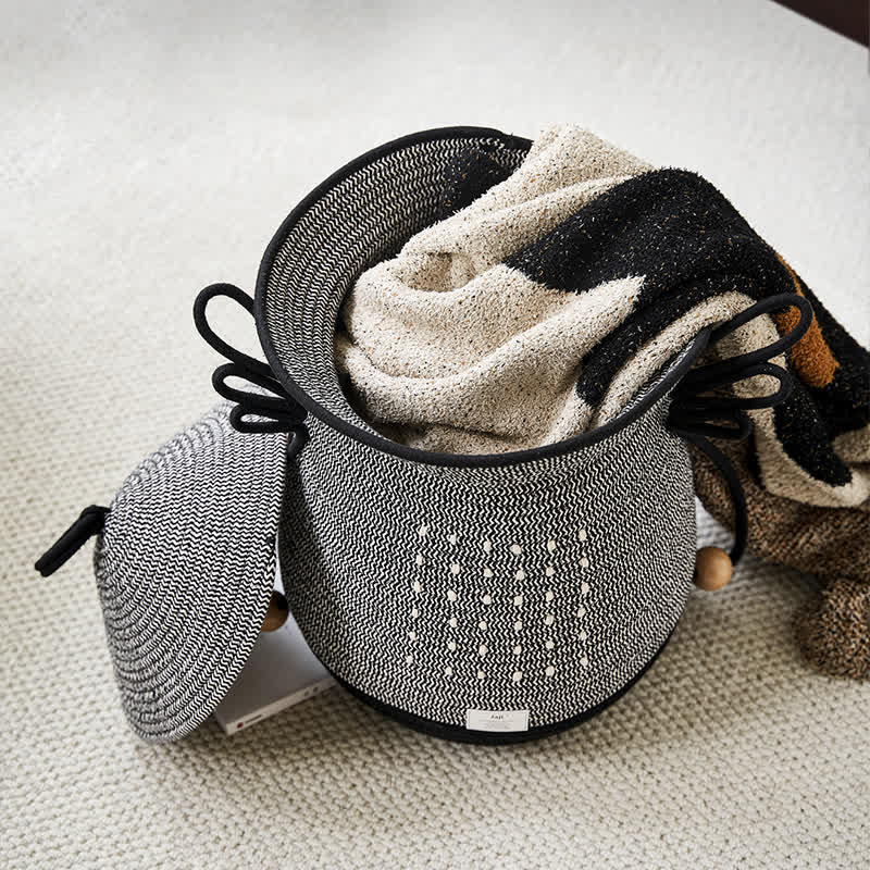 Panier à linge créatif fait main avec couvercle
