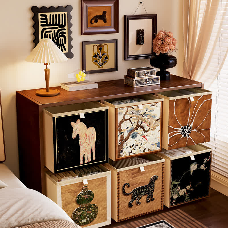Organiseur cube pliable en tissu Oxford vintage