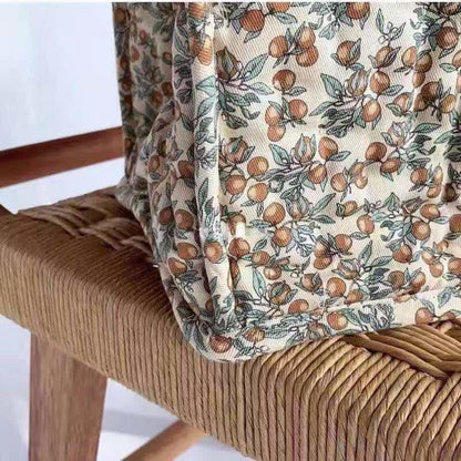 Panier de rangement en pur coton avec motif floral et poignées