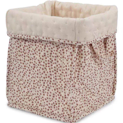 Panier de rangement en pur coton avec motif floral et poignées