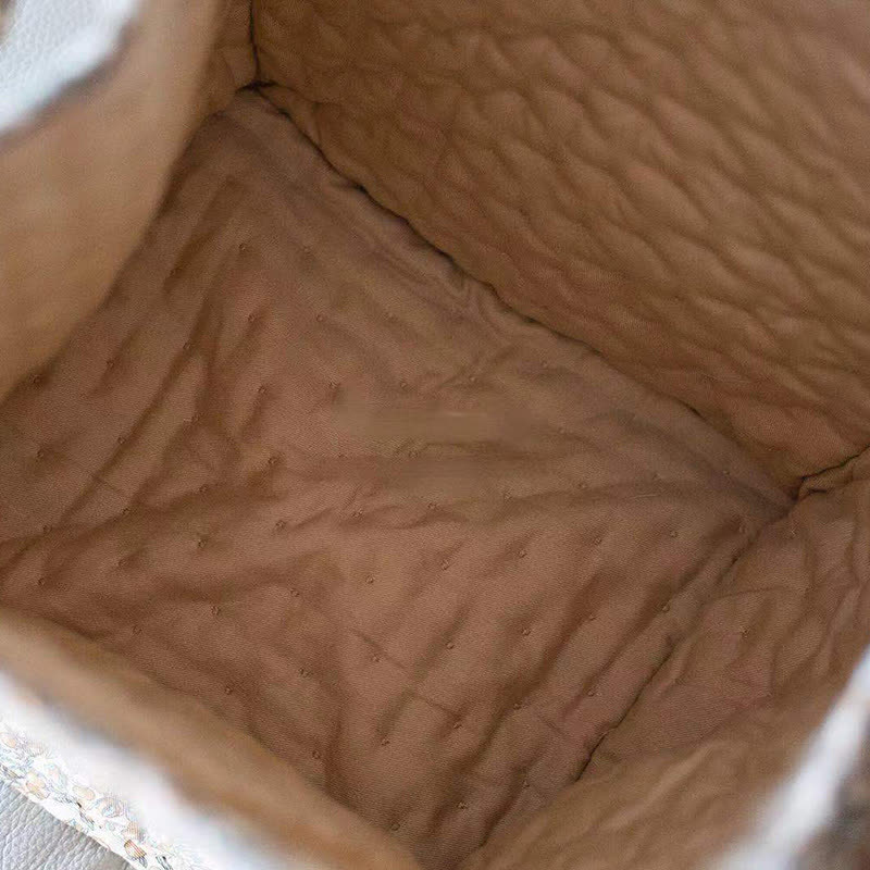 Panier de rangement en pur coton avec motif floral et poignées