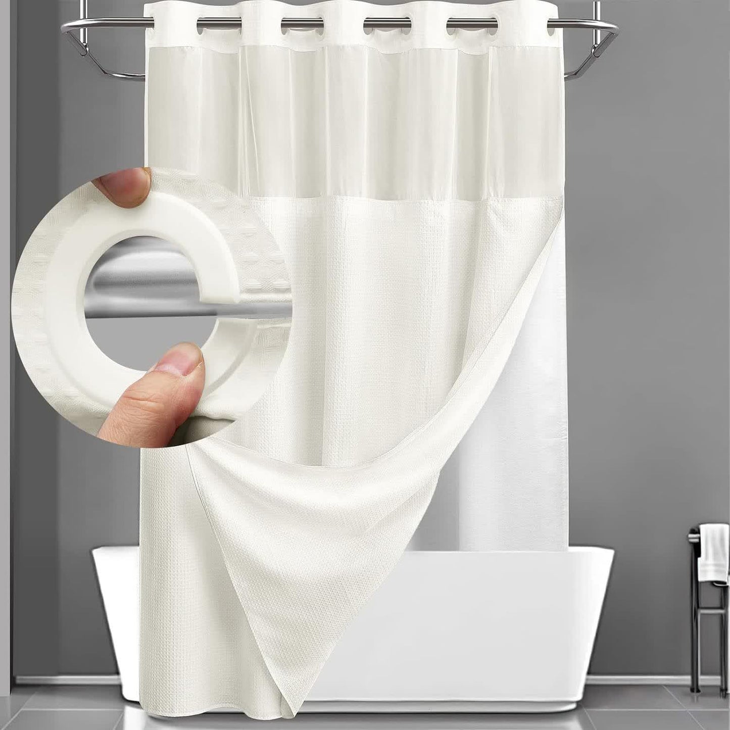 Rideau de douche simple, de couleur unie et à double couche