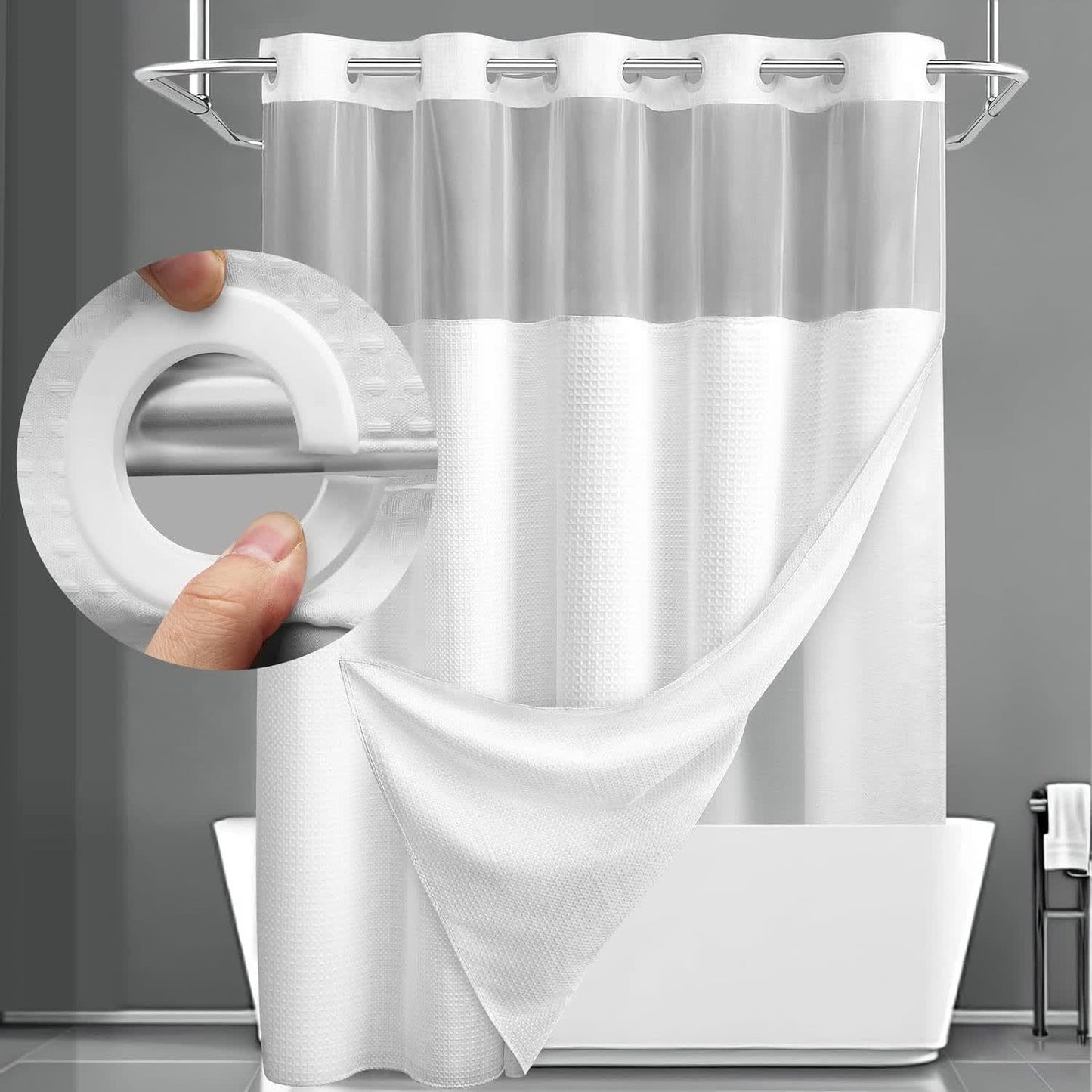 Rideau de douche simple, de couleur unie et à double couche