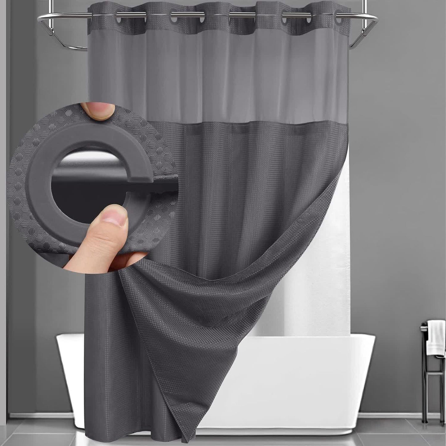 Rideau de douche simple, de couleur unie et à double couche