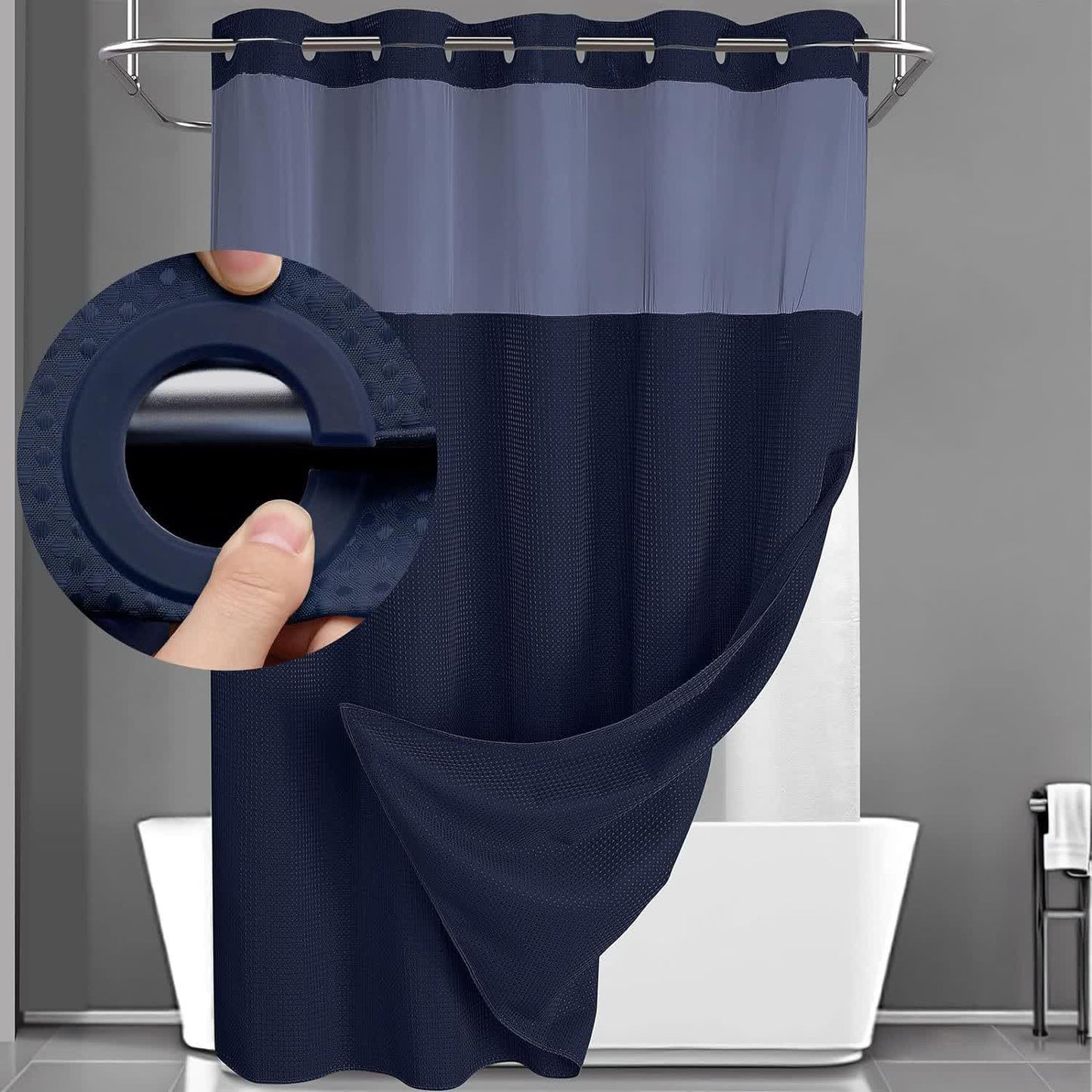 Rideau de douche simple, de couleur unie et à double couche