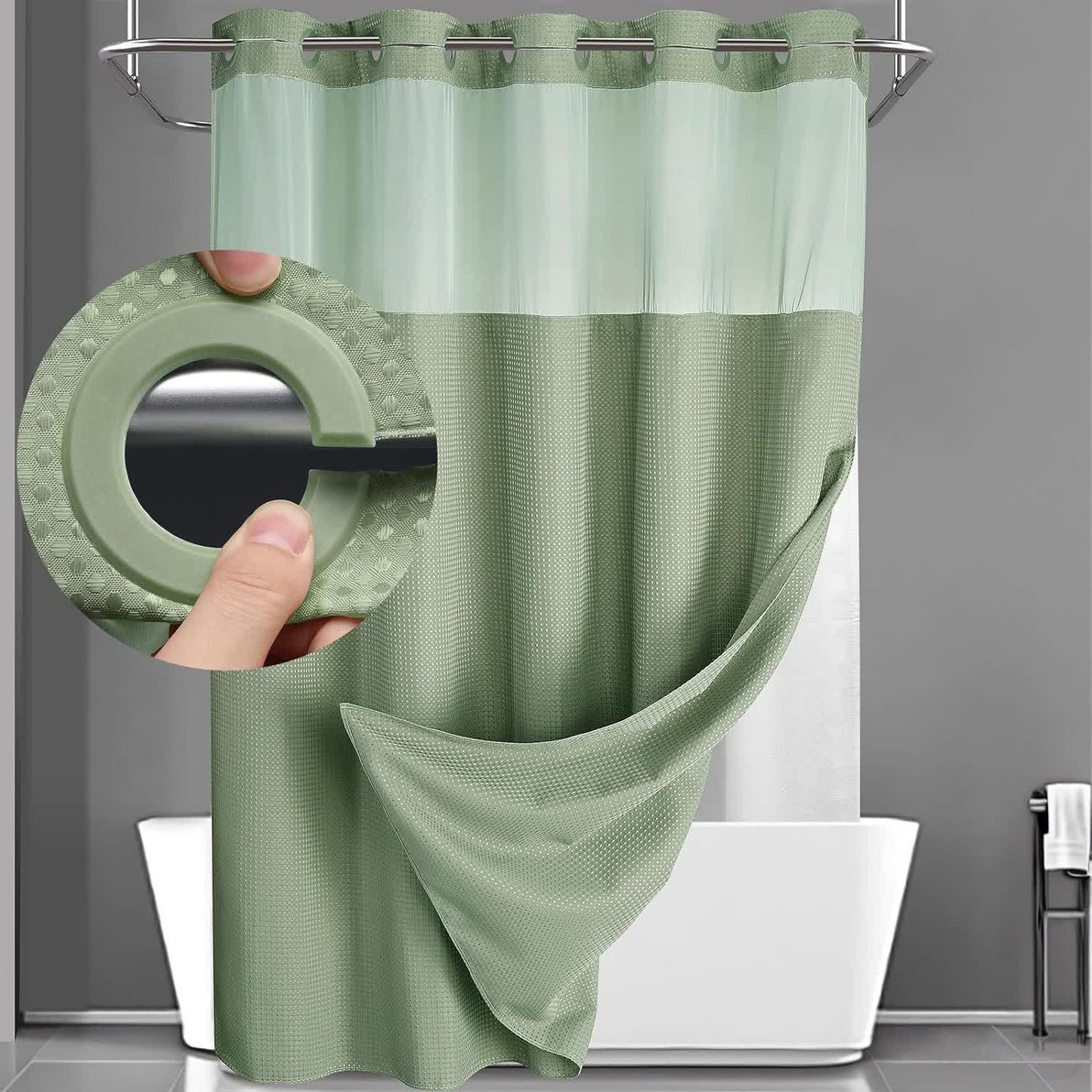 Rideau de douche simple, de couleur unie et à double couche