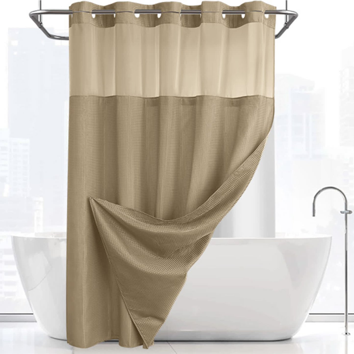Rideau de douche simple, de couleur unie et à double couche