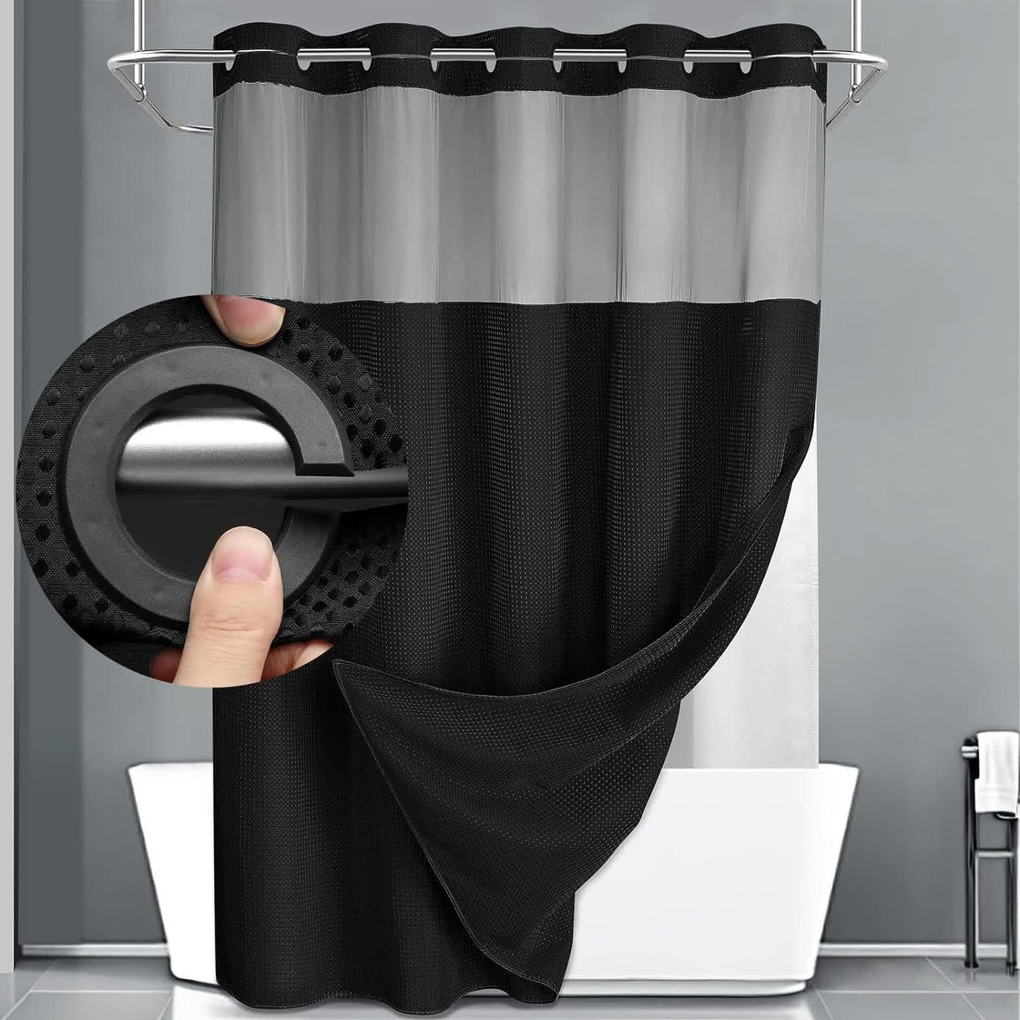Rideau de douche simple, de couleur unie et à double couche