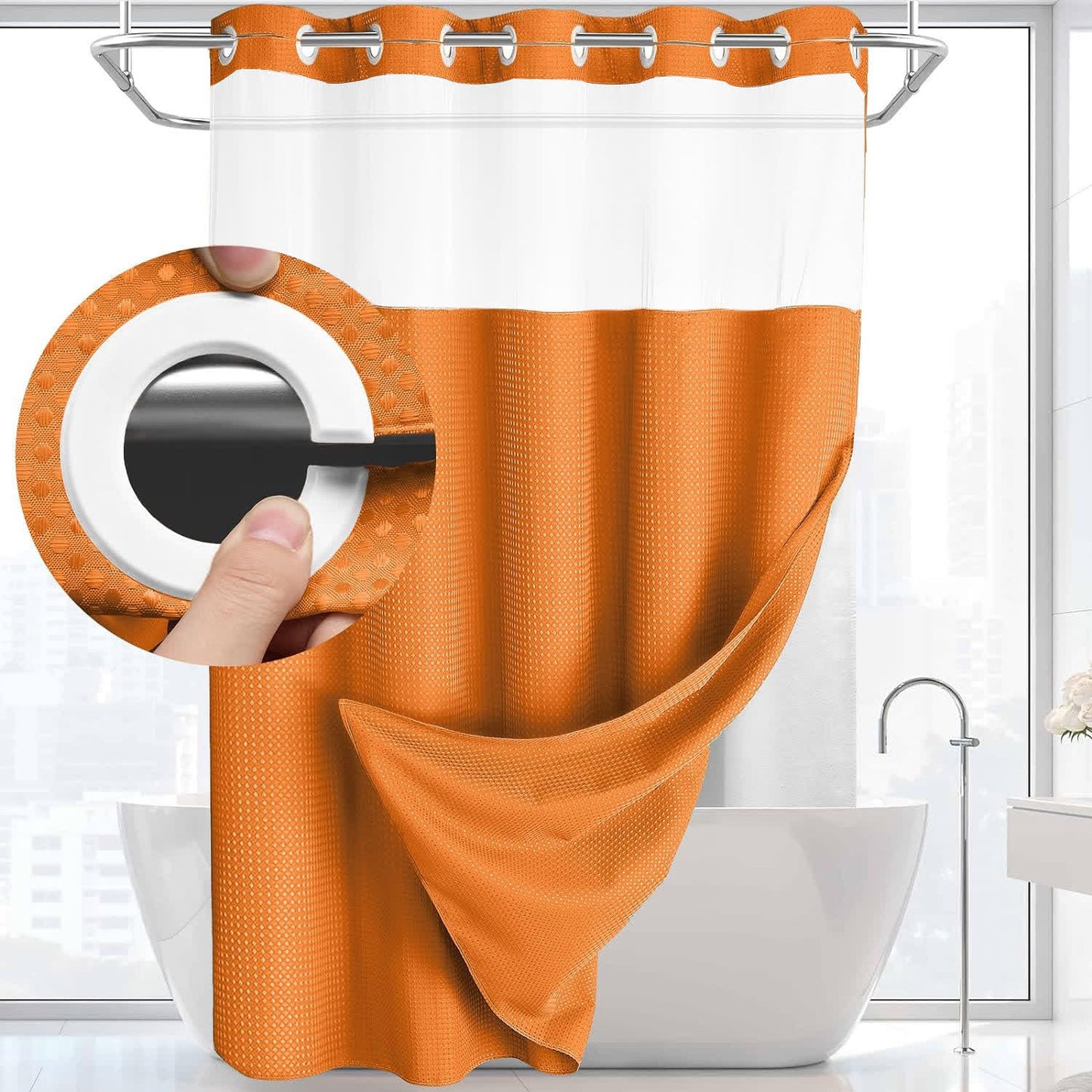 Rideau de douche simple, de couleur unie et à double couche