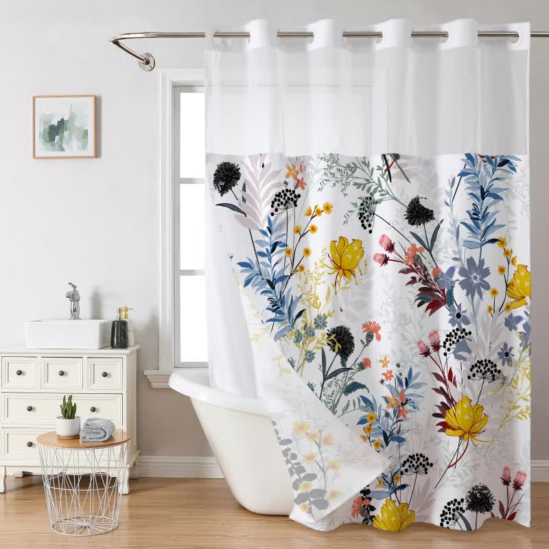 Rideau de douche imperméable sans crochets style pastoral