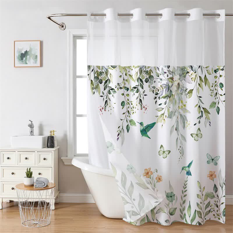 Rideau de douche imperméable sans crochets style pastoral