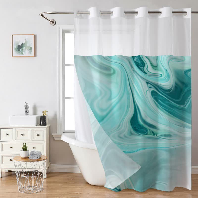 Rideau de douche imperméable double couche avec texture marbrée