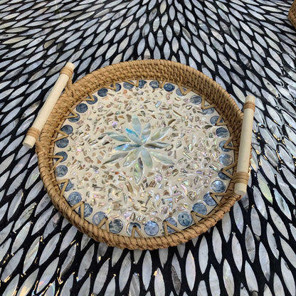 Panier de rangement rond en rotin tressé