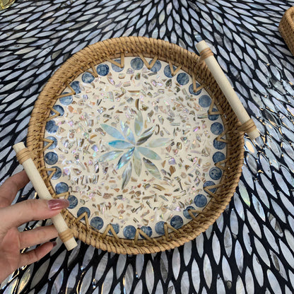 Panier de rangement rond en rotin tressé