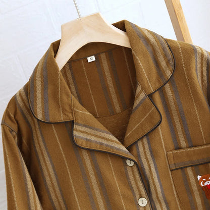 Ensemble pyjama rayé en coton brossé - image 2