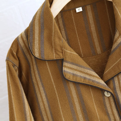 Ensemble pyjama rayé en coton brossé - image 1