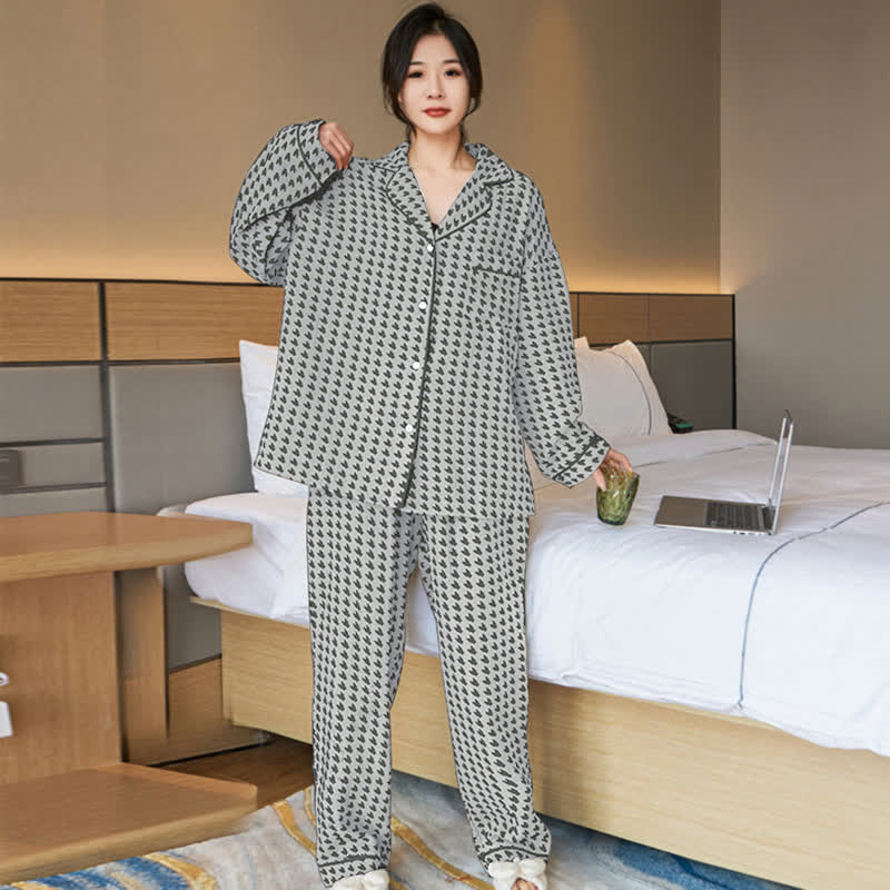 Ensemble pyjama surdimensionné en coton pied-de-poule