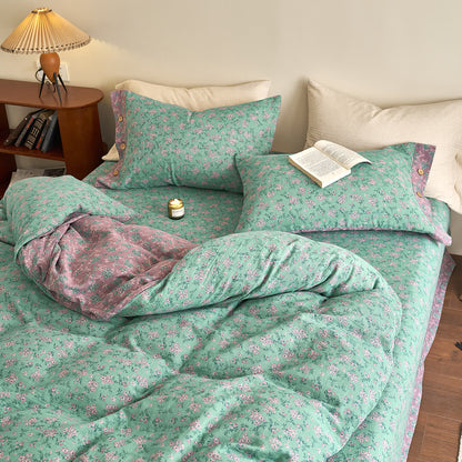 Parure de lit en gaze de coton à boutons floraux Refresh (4 pièces)