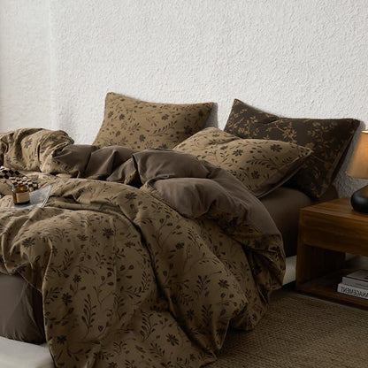 Parure de lit en gaze de coton à motif floral (4 pièces)