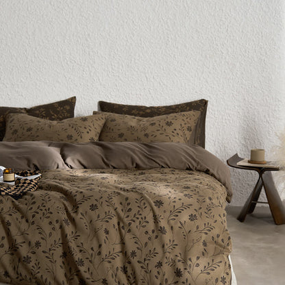 Parure de lit en gaze de coton à motif floral (4 pièces)