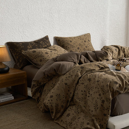 Parure de lit en gaze de coton à motif floral (4 pièces)
