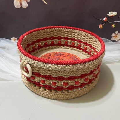 Panier de rangement en corde de chanvre fait main pour la table