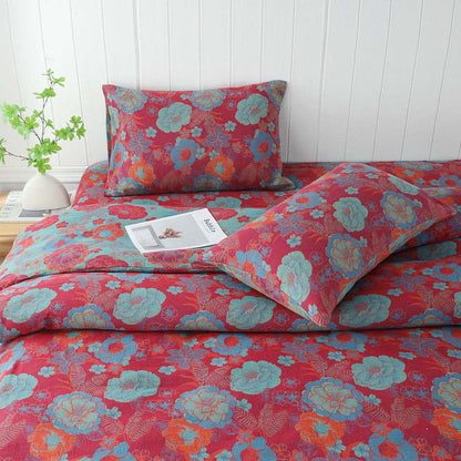 Taies d'oreiller en gaze double épaisseur à motif floral jacquard (2 pièces)