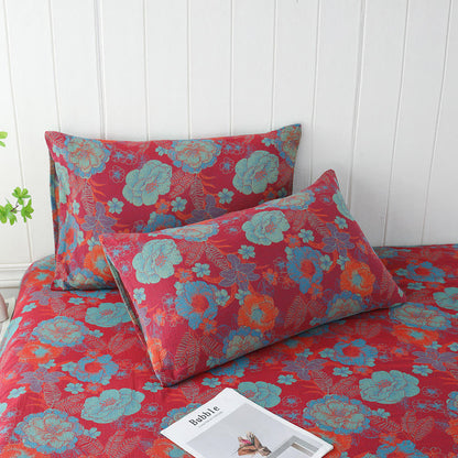 Taies d'oreiller en gaze double épaisseur à motif floral jacquard (2 pièces)
