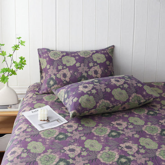 Taies d'oreiller en gaze double épaisseur à motif floral jacquard (2 pièces)