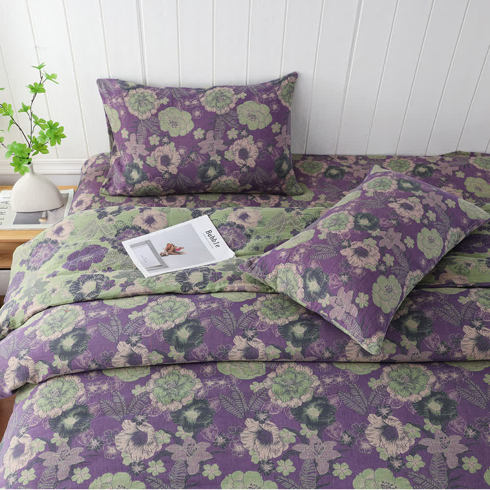 Taies d'oreiller en gaze double épaisseur à motif floral jacquard (2 pièces)
