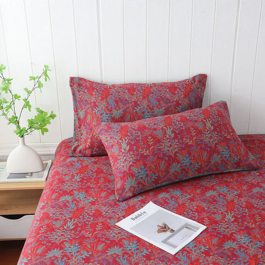 Taies d'oreiller en gaze double épaisseur à motif floral rétro (2 pièces)
