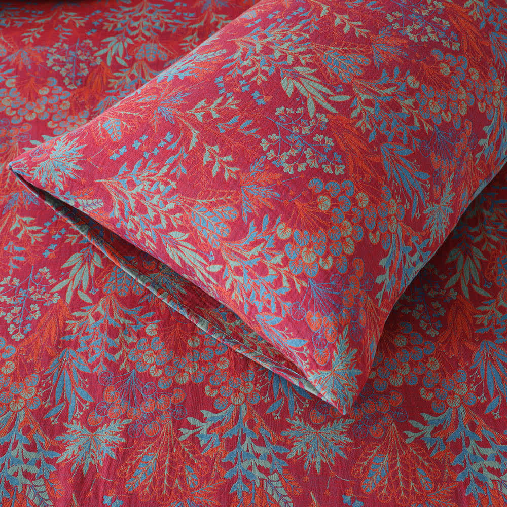 Taies d'oreiller en gaze double épaisseur à motif floral rétro (2 pièces)