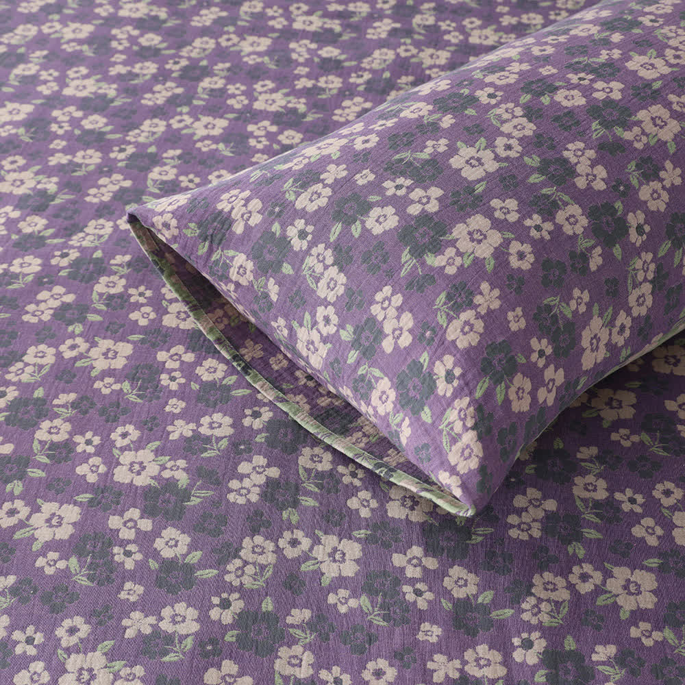 Taies d'oreiller en gaze de coton doux jacquard à motif floral (2 pièces)