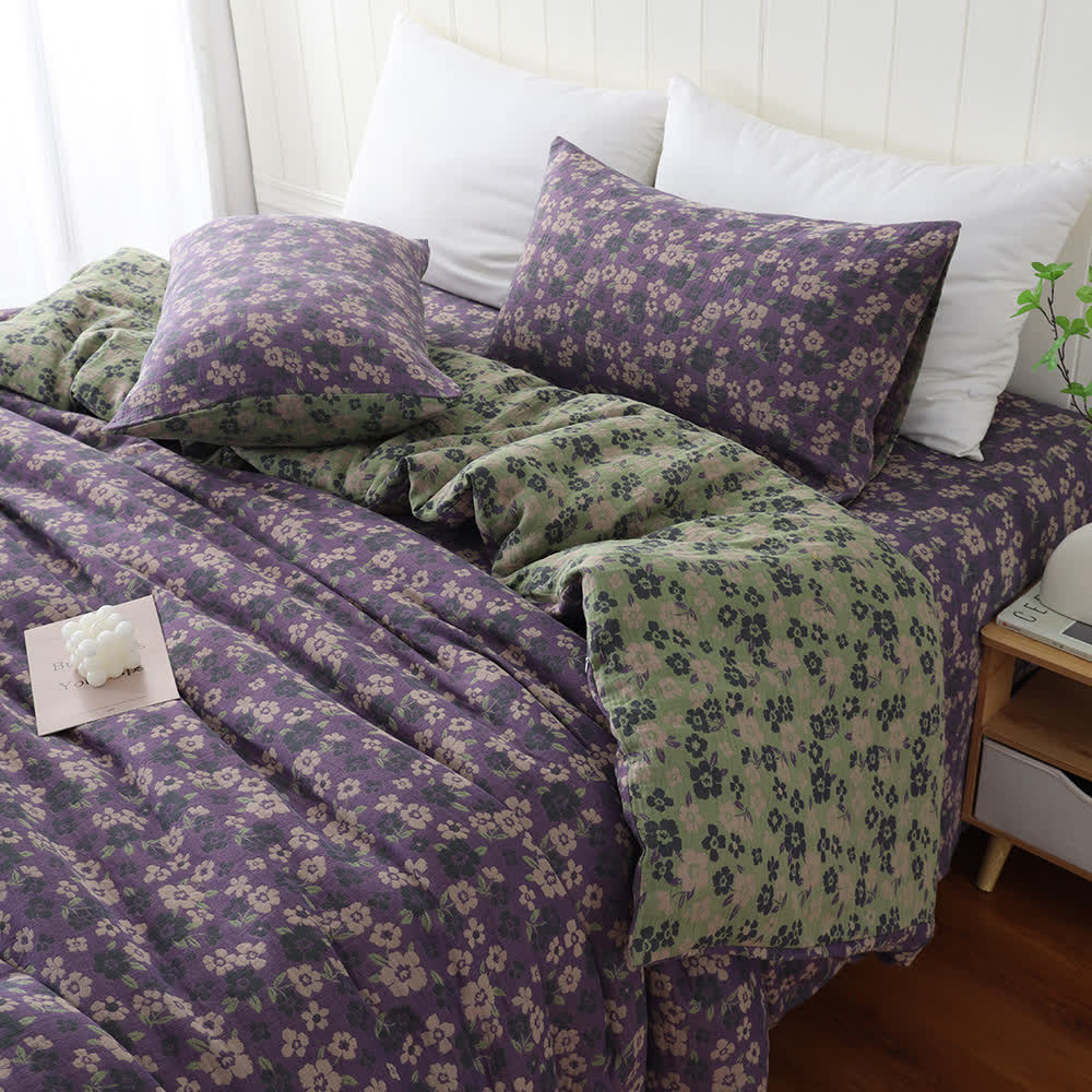 Taies d'oreiller en gaze de coton doux jacquard à motif floral (2 pièces)