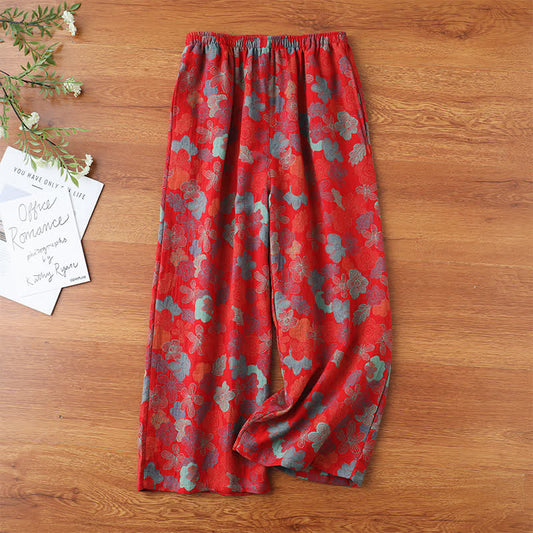 Pantalon de pyjama en gaze de coton jacquard teint en fil